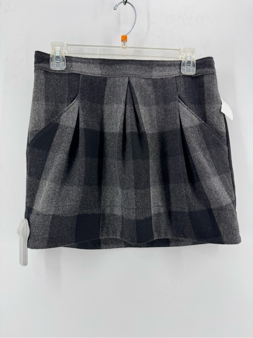 Buckley Tailors Womens Gray Plaid Pleated Mini Skirt